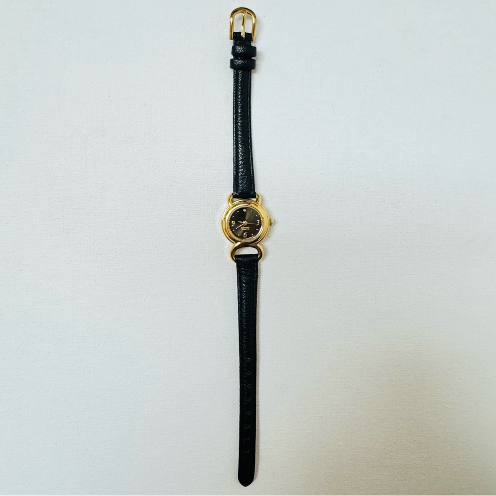 Avon Diamond Small Face Women's Watch Gold Black Dial Leather 2007 F313928-1/P - Picture 9 of 14